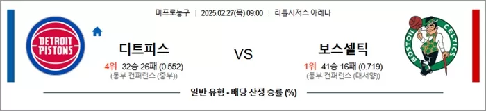 2월 27일 NBA 디트피스 vs 보스셀틱