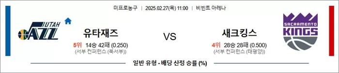 2월 27일 NBA 유타재즈 vs 새크킹스