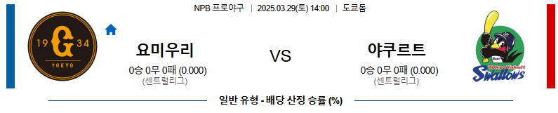 03월 29일 14:00 NPB 요미우리 야쿠르트