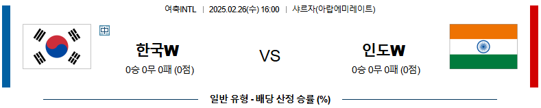 02일 26일 16:00 여자국제친선경기 대한민국 인도