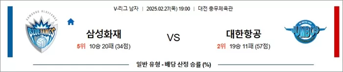2월 27일 KOVO남 삼성화재 vs 대한항공
