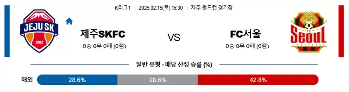 2월 15일 K리그1 제주SKFC vs FC서울