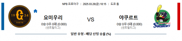 3월 28일 NPB 요미우리 vs 야쿠르트