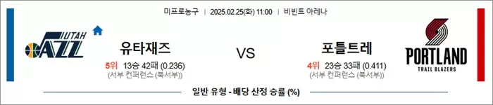 2월 25일 NBA 유타재즈 vs 포틀트레