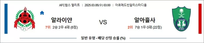 3월 05일 ACLE 알라이얀 vs 알아흘사
