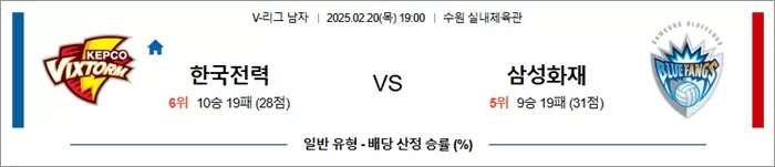 2월 20일 KOVO남 한국전력 vs 삼성화재