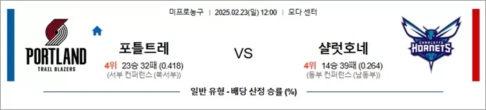 2월 23일 NBA 포틀트레 vs 샬럿호네