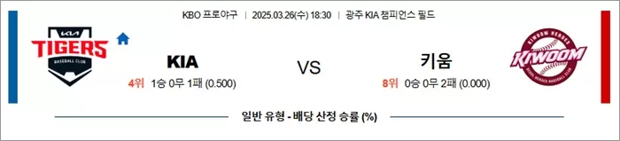 3월 26일 KBO KIA vs 키움