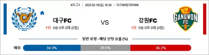 2월 16일 K리그1 대구FC vs 강원FC
