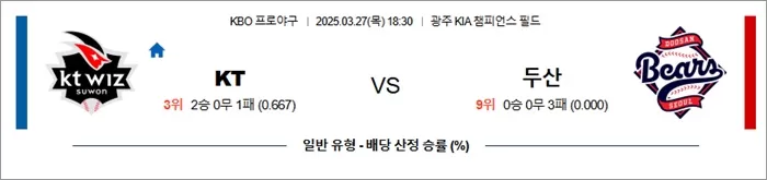 3월 27일 KBO KT vs 두산