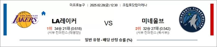 2월 28일 NBA LA레이커 vs 미네울브