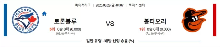 3월 28일 MLB 토론블루 vs 볼티오리