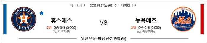 3월 28일 MLB 휴스애스 vs 뉴욕메츠