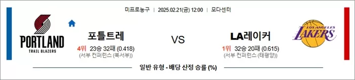 2월 21일 NBA 포틀트레 vs LA레이커