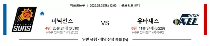 2월 08일 NBA 피닉선즈 vs 유타재즈